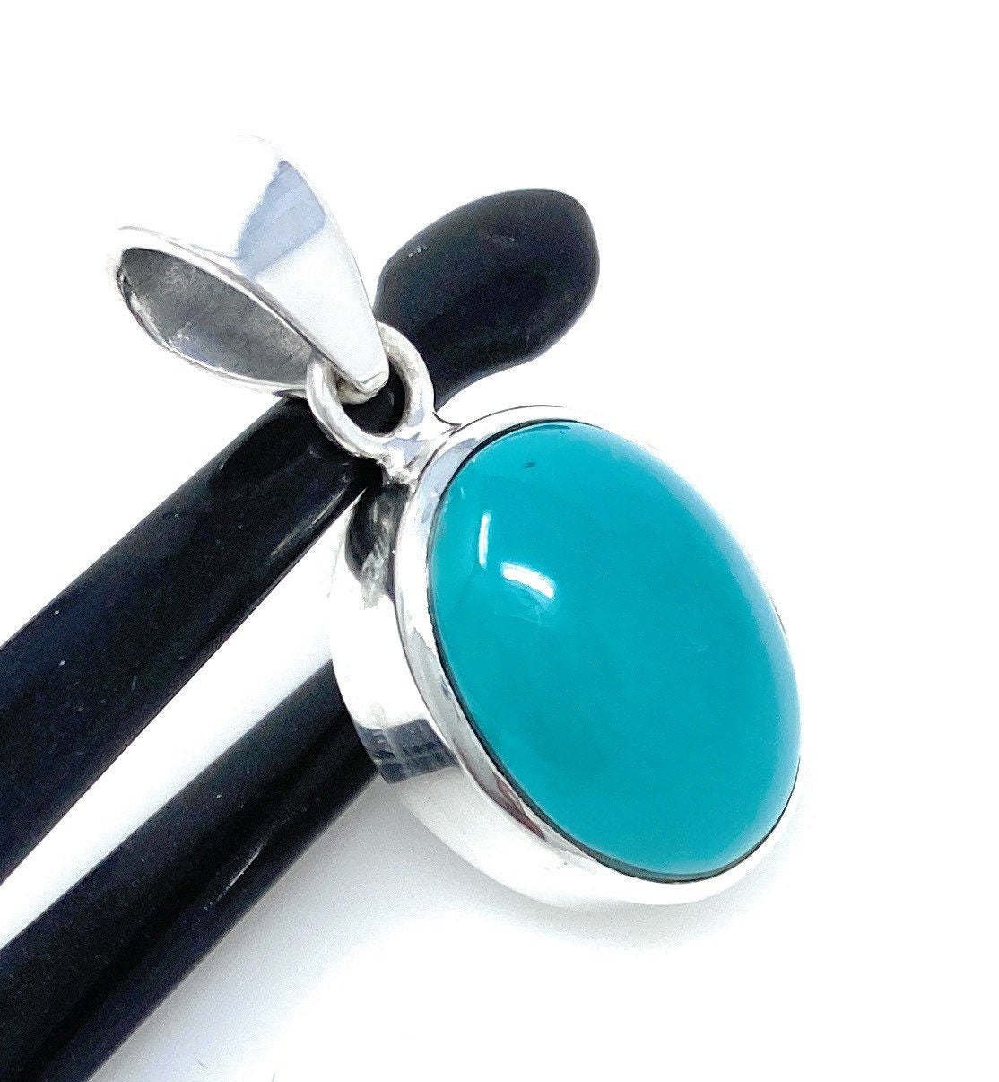 NatuRobin Egg Blue Turquoise Silver Gemstone Pendant Bohemian Jewelry 1.30' X 0.65' Default Title