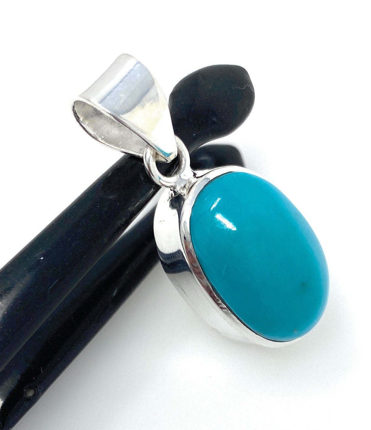 Natural Sleeping BeaSterling Silver Gemstone Pendant Bohemian Jewelry 1.30' X 0.55' Default Title