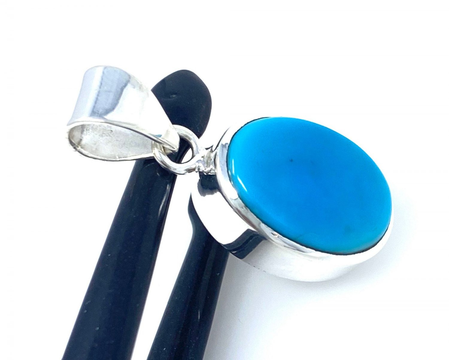Natural SlSterling Silver Turquoise Gemstone Pendant Bohemian Jewelry 1.30' X 0.60' Default Title