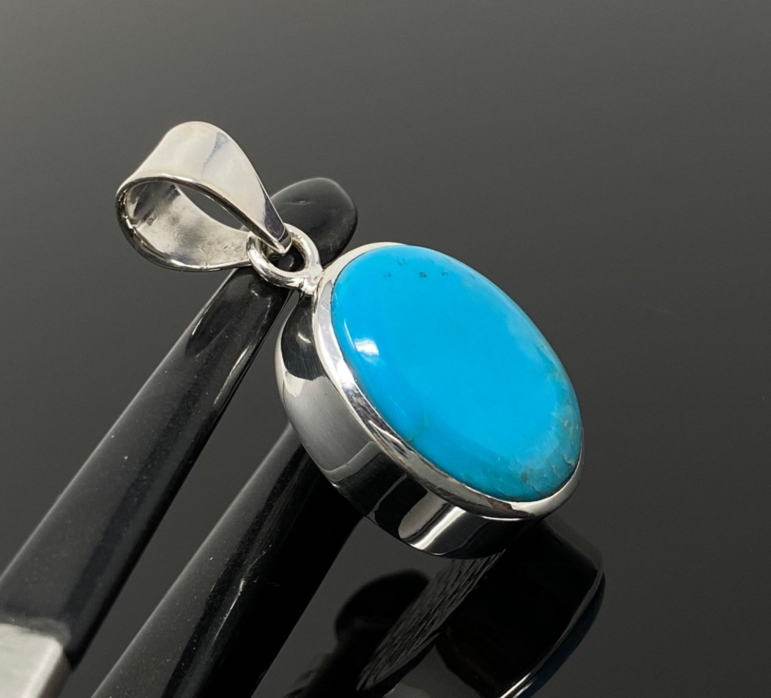 Natural SlSterling Silver Turquoise Gemstone Pendant Bohemian Jewelry 1.40' X 0.65' Default Title