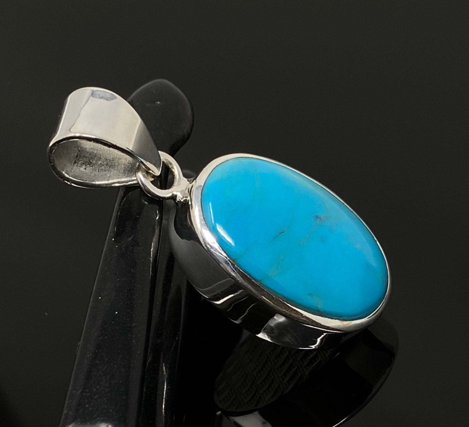 Natural SlSterling Silver Turquoise Gemstone Pendant Bohemian Jewelry 1.45' X 0.60' Default Title