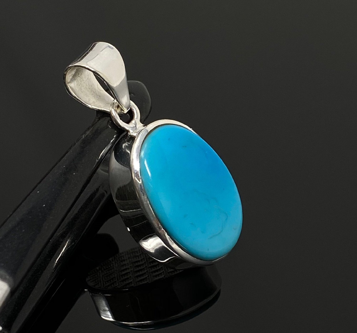 Natural SlSterling Silver Turquoise Gemstone Pendant Bohemian Jewelry 1.45' X 0.70' Default Title