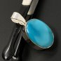 Natural SleepingSterling Silver Turquoise Gemstone Pendant Bohemian Jewelry 36x17mm Default Title