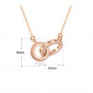 New Hollow Hearts Double Loops Interlocking 925 Sterling Silver Necklace Rose Gold