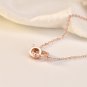 New Hollow Hearts Double Loops Interlocking 925 Sterling Silver Necklace Rose Gold