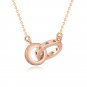New Hollow Hearts Double Loops Interlocking 925 Sterling Silver Necklace Rose Gold