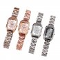 New square steel strap retro women's watch silver black