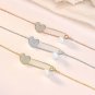 Not CZ Heart Clip Natural Pearl 925 Sterling Silver Necklace Rose Gold