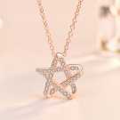 Office CZ Hollow Star 925 Sterling Silver Necklace Rose Gold