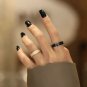 Office Epoxy Wave Irregular 925 Sterling Silver Adjustable Ring Rhodium & Black Epoxy