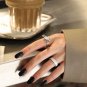 Office Epoxy Wave Irregular 925 Sterling Silver Adjustable Ring Rhodium & White Epoxy