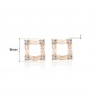 Office Geometry CZ Hollow Square 925 Sterling Silver Stud Earrings Silver