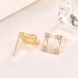 Office Geometry CZ Hollow Square 925 Sterling Silver Stud Earrings Silver