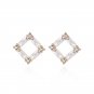 Office Geometry CZ Hollow Square 925 Sterling Silver Stud Earrings Yellow Gold
