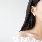 Office Geometry Radiant CZ 925 Sterling Silver Hoop Earrings Rhodium