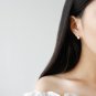 Office Geometry Radiant CZ 925 Sterling Silver Hoop Earrings Rhodium