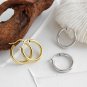 Office Geometry Round Circle 925 Sterling Silver Hoop Earrings Yellow Gold
