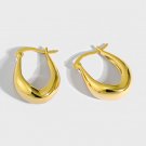 Office Irregular U Shape Hot 925 Sterling Silver Hoop Earrings Rhodium