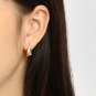 Office Irregular U Shape Hot 925 Sterling Silver Hoop Earrings Yellow Gold