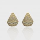 Office Micro Setting CZ Waterdrop 925 Sterling Silver Stud Earrings Yellow Gold
