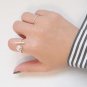 Office Simple Round Ball Rectangle 925 Sterling Silver Adjustable Ring Rhodium
