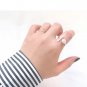 Office Simple Round Ball Rectangle 925 Sterling Silver Adjustable Ring Rhodium