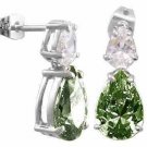 Olive Cubic Zirconia and Simulated Diamond CZ Post earrings 2197