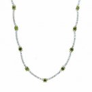 Olive Green CZ and Simulated Diamond CZ Sterling Silver Necklace N4495OL