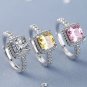 Open Adjustable Women's Ring Niche Design Fashion Temperament Rhinestone Rings yellow square
