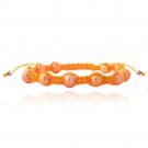 Orange Freshwater Cultured Pearls Shamballa Adjustable Bracelets B13114M88