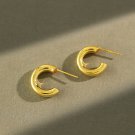 Party C Shape Circle 925 Sterling Silver Hoop Earrings Rhodium