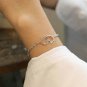 Party Double Circles 925 Sterling Silver Chain Bracelet Silver