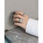 Party Hollow Hearts Wide 925 Sterling Silver Adjustable Ring Rhodium