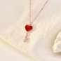 Party Red CZ Demon Heart Key 925 Sterling Silver Necklace Rose Gold