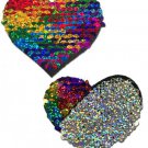 Pastease Rainbow & Silver Glitter Heart Nipple Pasties PASHRTSQRBW