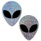 Pastease Silver Glitter Alien With Black Eyes Pasties PASALNGLTSL