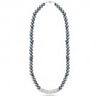 Peacock Freshwater Cultured Pearl & Crystal Bar Necklace N13412FPCK