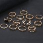Personality Exaggerated Punk Style Metal Rings 13 Pcs Set silver