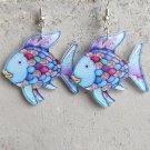 Picture Book Flying House Color Resin Transparent Earrings 2