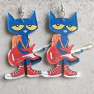 Picture book student earrings guitar cat elephant puppy cute earrings 1