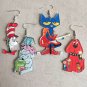 Picture book student earrings guitar cat elephant puppy cute earrings 1