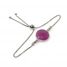 Pink SapphiSterling Silver Adjustable Bolo Bracelet Layering Bracelet Gifts for Her Default Title