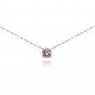 Pink Solitaire Choker Necklace made with Swarovski Crystals in 925 Silver N15596LTA