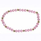 Pink Swarovski Elements & 18K Gold over Sterling Silver Stretch Bracelet 2233