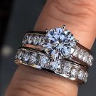 Platinum-plated zircon-plated couple ring White
