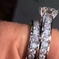 Platinum-plated zircon-plated couple ring White