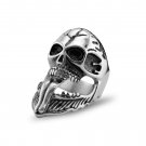 Polished Bearded Skull Stainless Steel Ring - SCR1003