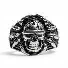 Polished Detailed Skull Stainless Steel Ring - SCR2006