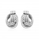 Polished Love Knot Earrings with Interlocking Rings in Sterling Silver Sterling Silver