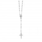 Polished Rosary Chain and Bead Necklace in Sterling Silver